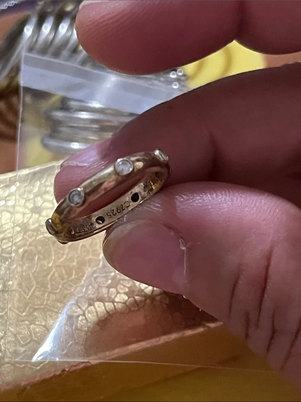 Gold Crystal Accent Stackable Ring - Picture 4 of 8